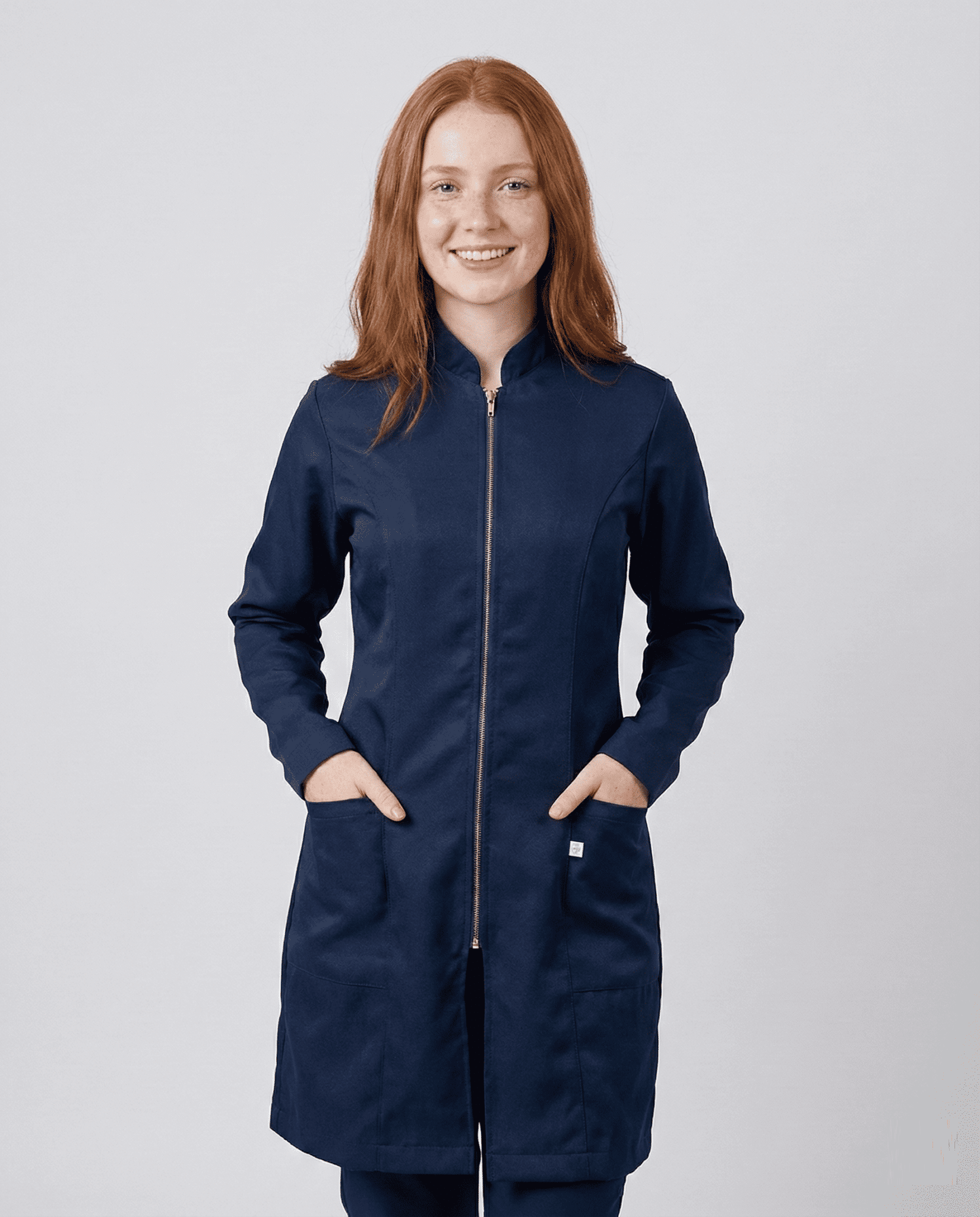 Jaleco Feminino Lidi Acetinado - Azul Marinho