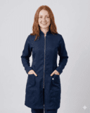 Jaleco Feminino Lidi Acetinado - Azul Marinho