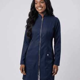 Jaleco Feminino Lidi Acetinado | Azul Marinho