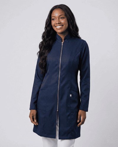 Jaleco Feminino Lidi Acetinado - Azul Marinho