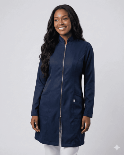 Jaleco Feminino Lidi Acetinado - Azul Marinho