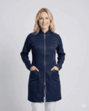 Jaleco Feminino Lidi Acetinado - Azul Marinho