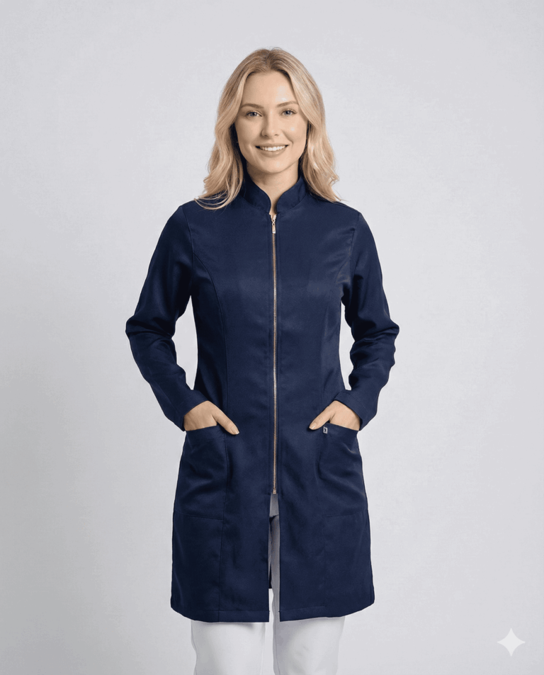 Jaleco Feminino Lidi Acetinado - Azul Marinho