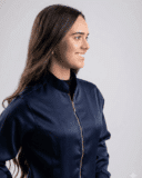 Jaleco Feminino Lidi Acetinado - Azul Marinho