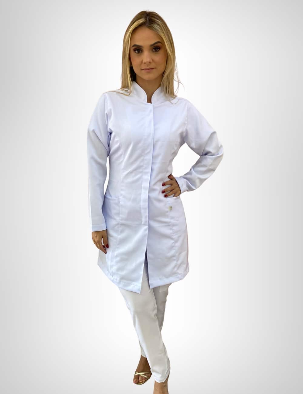 Jaleco Branco Feminino Gola Padre