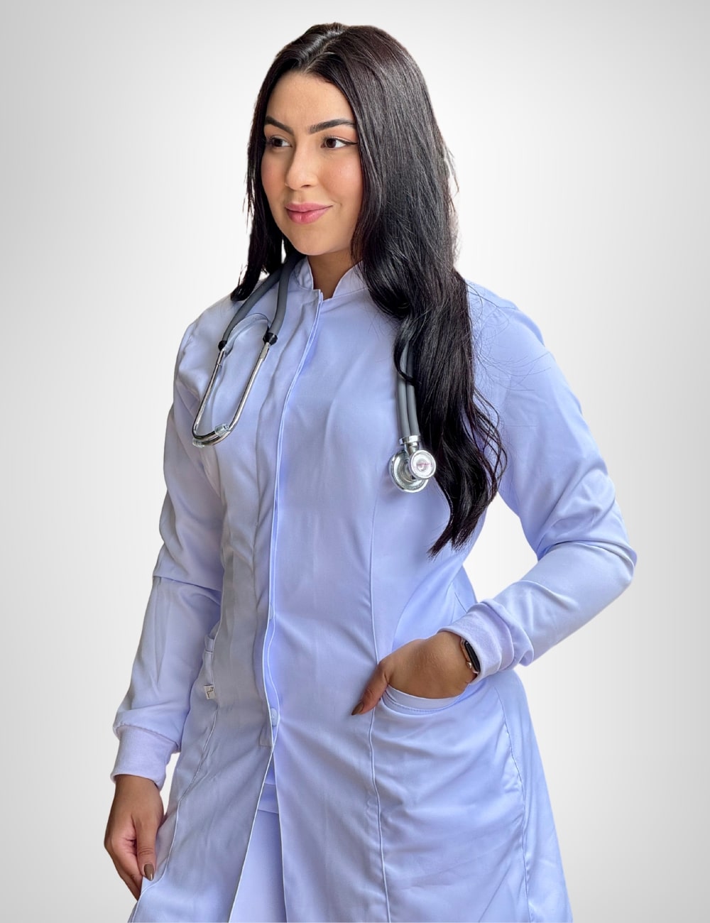 Jaleco Branco Feminino Gola Padre