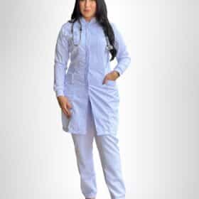 Jaleco Branco Feminino Gola Padre com Punho de Malha