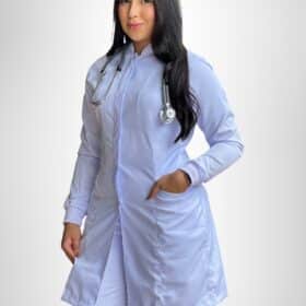 Jaleco Branco Feminino Gola Padre com Punho de Malha