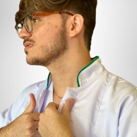 Jaleco Branco Masculino Gola Padre Com Viés
