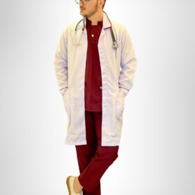 Jaleco Branco Masculino Gola Tradicional Com Viés