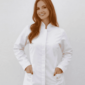 Jaleco Feminino Gola Padre Gabardine | Branco