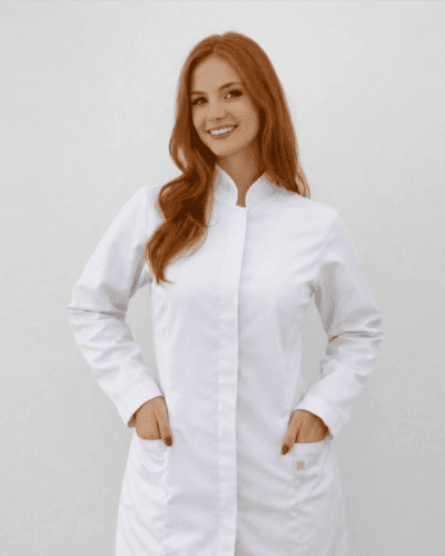 Jaleco Feminino Gola Padre Gabardine - Branco