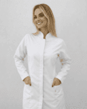 Jaleco Feminino Gola Padre Gabardine - Branco