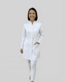 Jaleco Feminino Gola Padre Gabardine - Branco