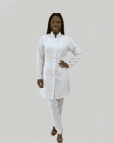 Jaleco Feminino Gola Padre Gabardine - Branco