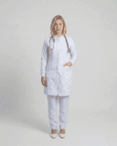 Jaleco Feminino Gola Padre e Punho de Malha Gabardine - Branco