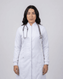 Jaleco Feminino Gola Padre e Punho de Malha Gabardine - Branco