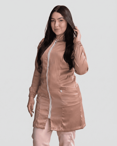 Jaleco Feminino Lidi Acetinado Com Punho Jogger - Nude