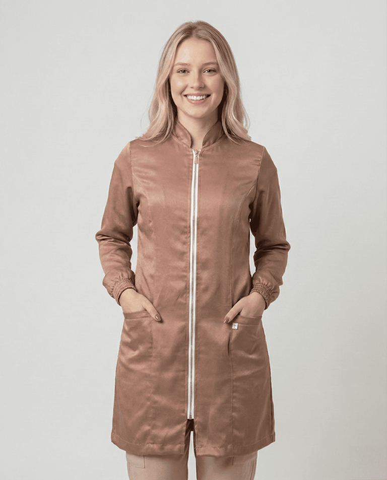 Jaleco Feminino Lidi Acetinado com Punho Jogger - Nude