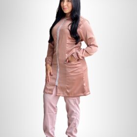 Jaleco Feminino Lidi Acetinado com Punho Jogger – Nude