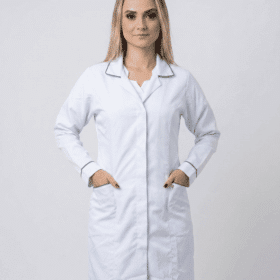 Jaleco Feminino Tradicional com Viés Gabardine | Branco
