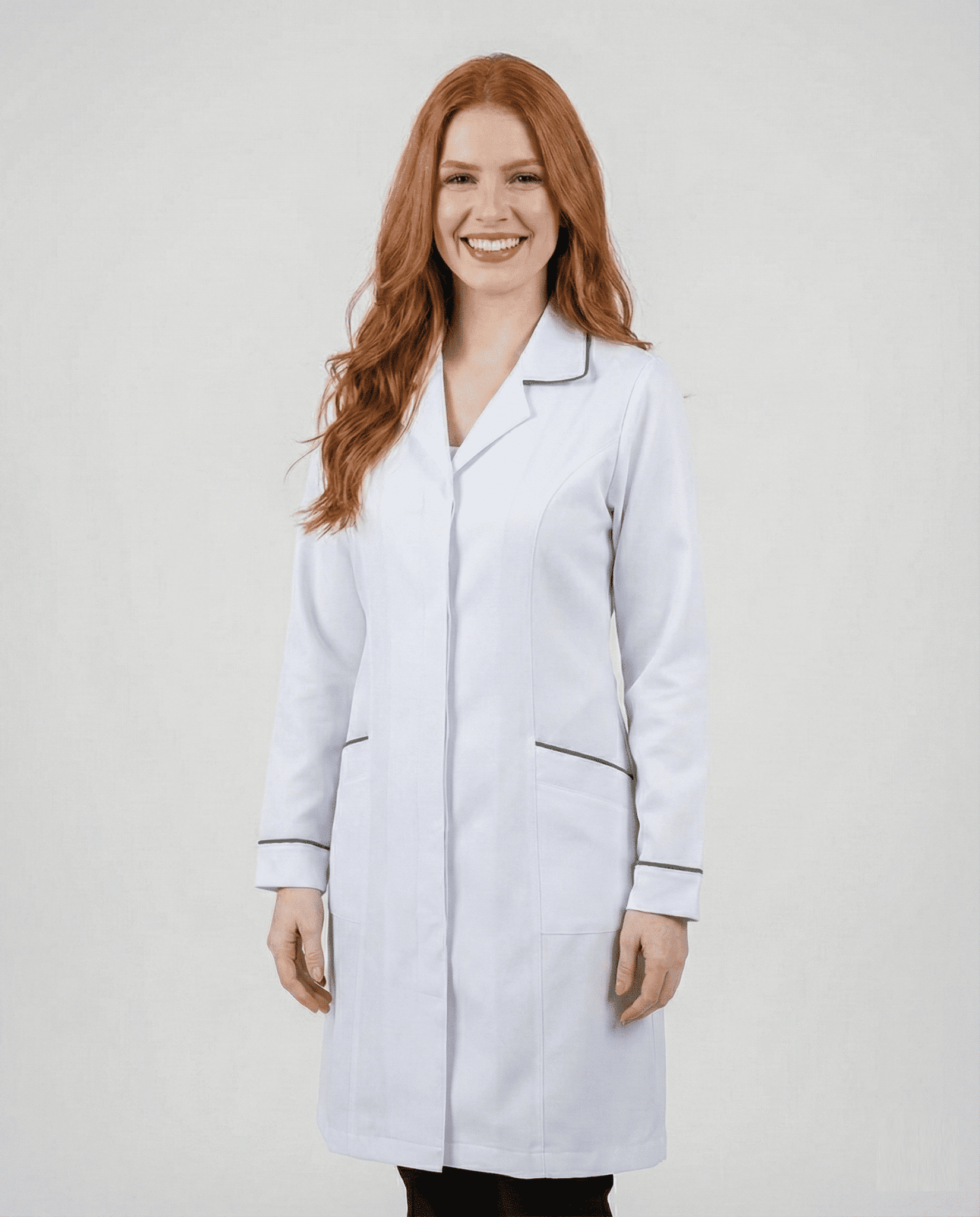 Jaleco Feminino Tradicional com Viés em Gabardine - Branco