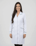 Jaleco Feminino Tradicional com Viés em Gabardine - Branco