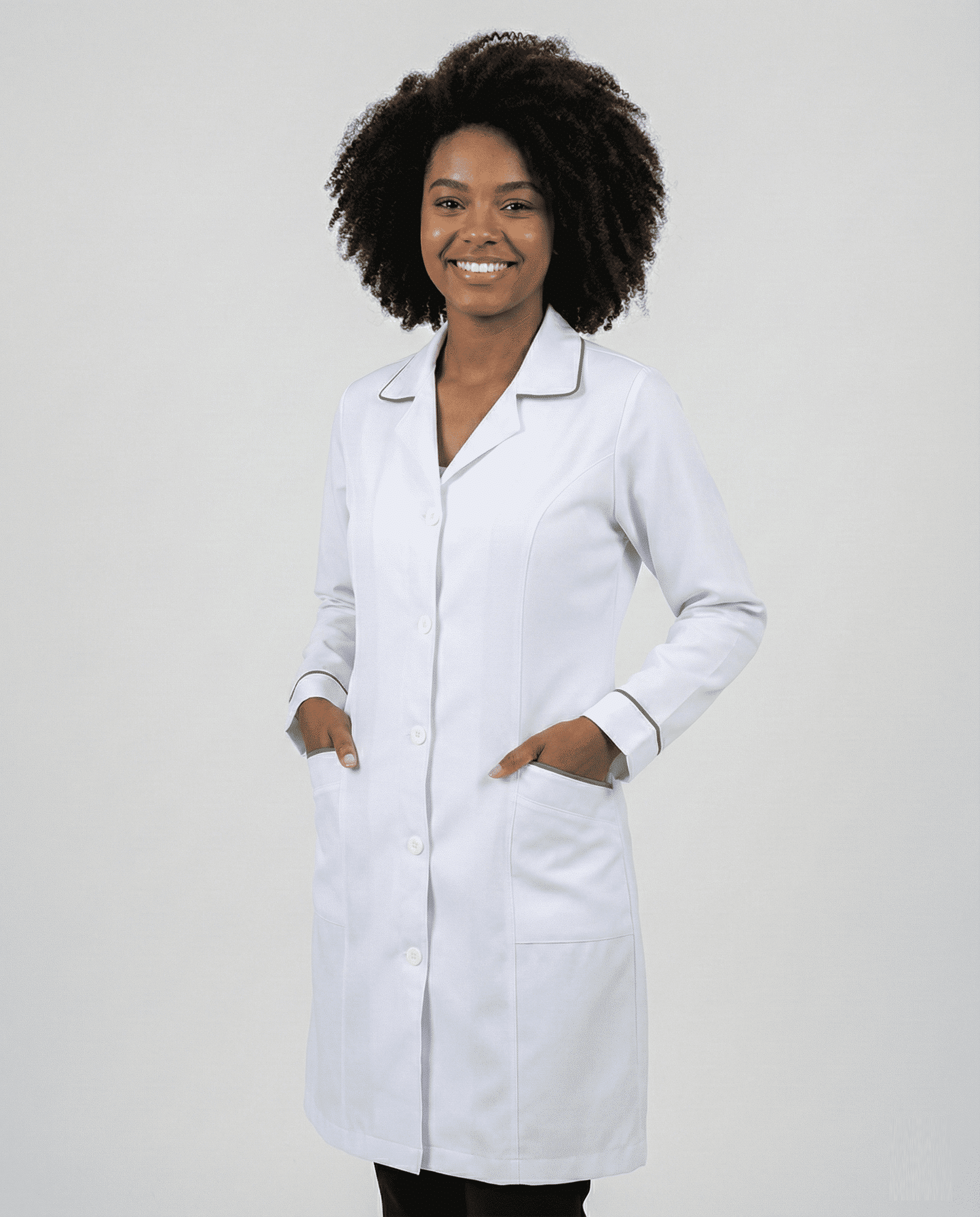 Jaleco Feminino Tradicional com Viés em Gabardine - Branco