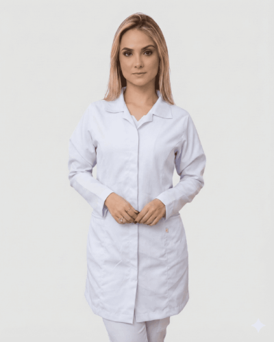 Jaleco Feminino Tradicional Gabardine - Branco