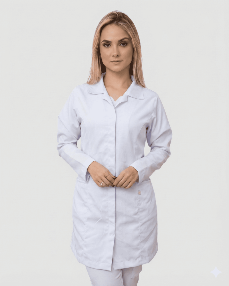 Jaleco Feminino Tradicional Gabardine - Branco
