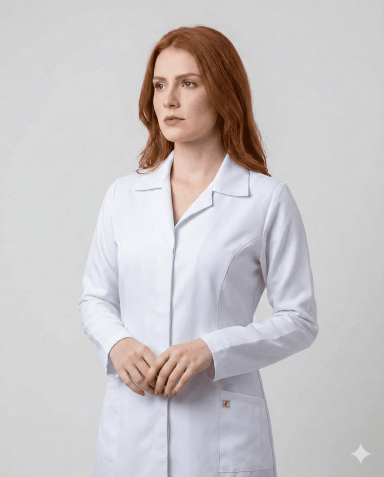 Jaleco Feminino Tradicional Gabardine - Branco