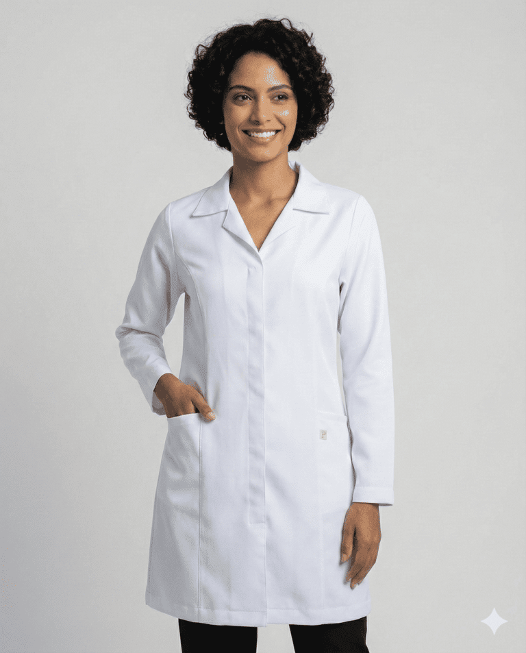 Jaleco Feminino Tradicional Gabardine - Branco