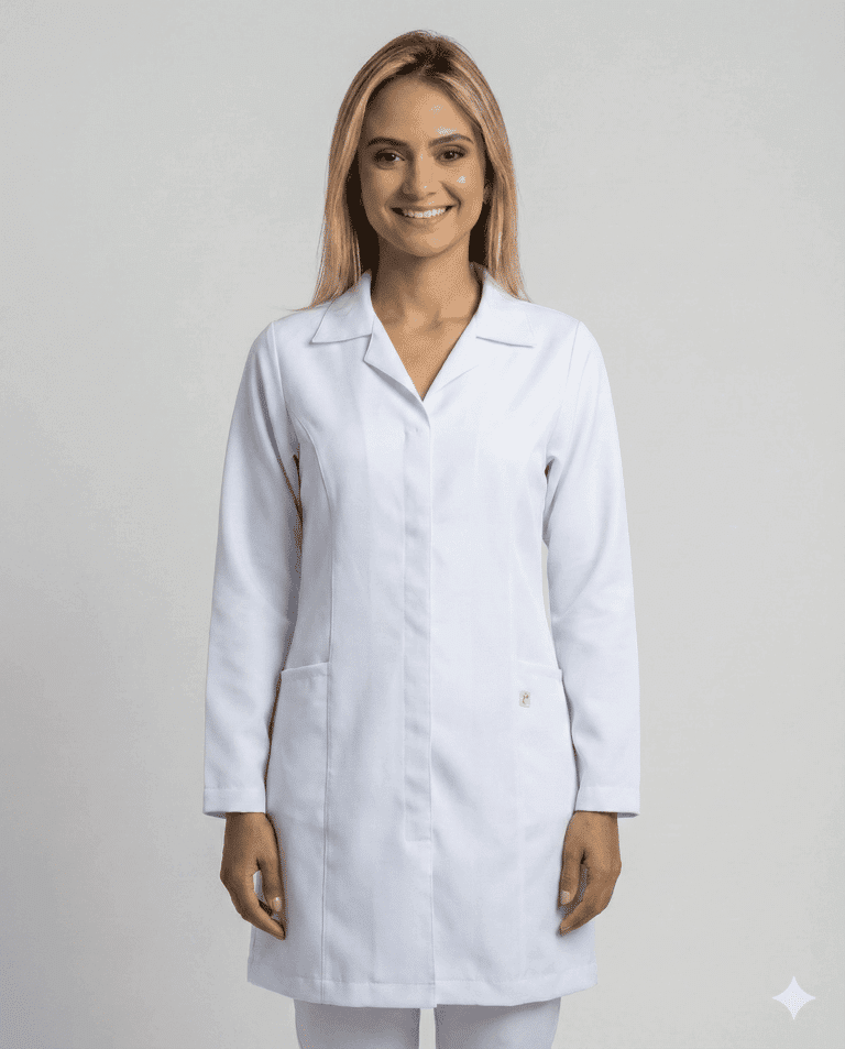 Jaleco Feminino Tradicional Gabardine - Branco