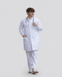 Jaleco Masculino Gola Padre e Punho de Malha Gabardine - Branco