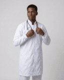 Jaleco Masculino Gola Padre e Punho de Malha Gabardine - Branco