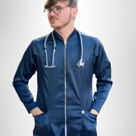 Jaleco Masculino MedStyle Acetinado - Azul Marinho