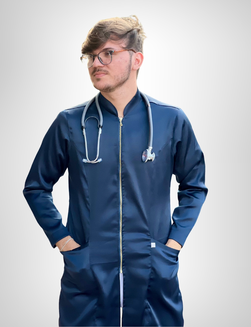 Jaleco Masculino Medstyle Acetinado - Azul Marinho