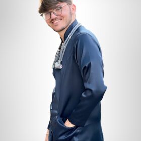Jaleco Masculino MedStyle Acetinado - Azul Marinho