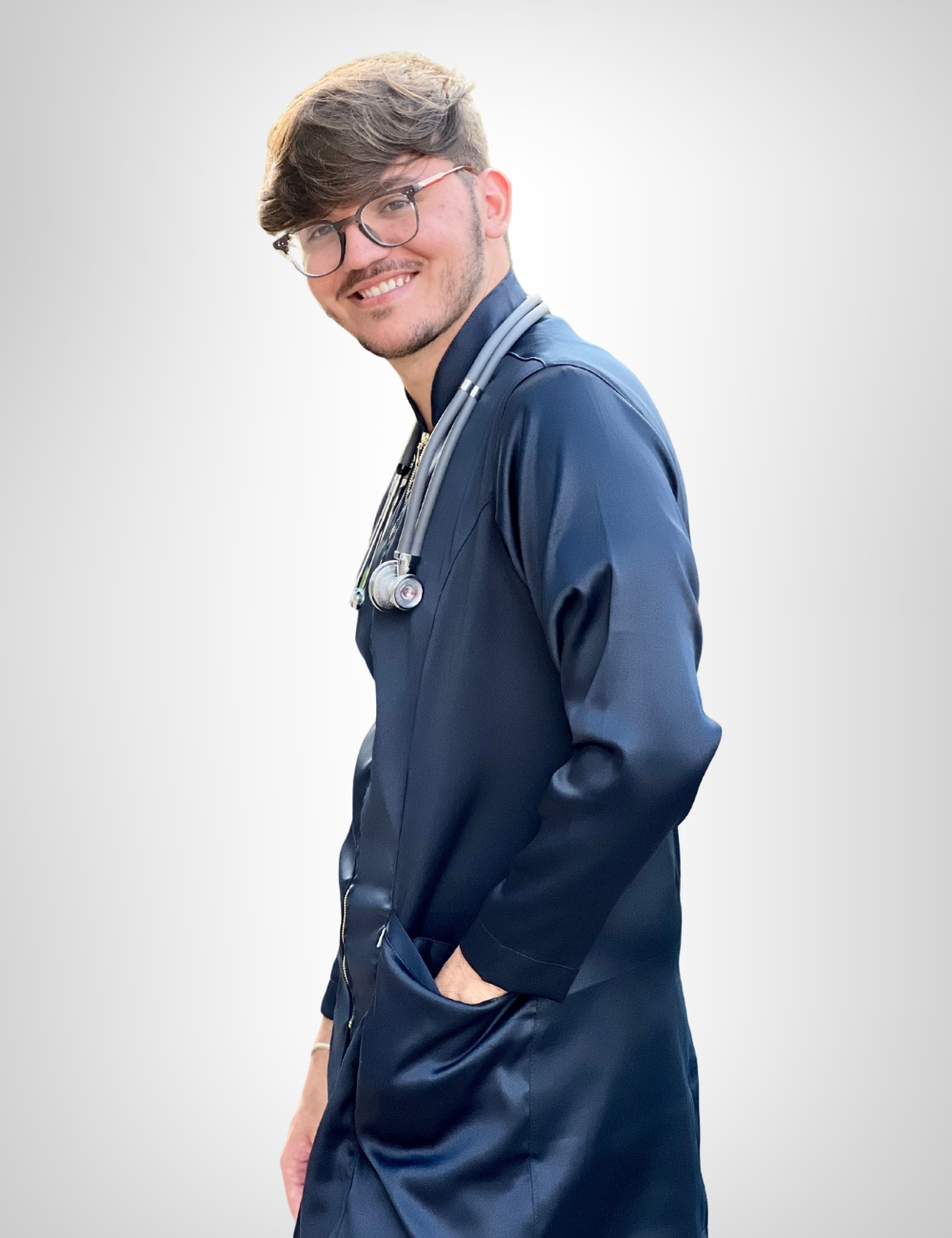 Jaleco Masculino MedStyle Acetinado - Azul Marinho