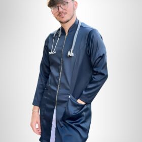 Jaleco Masculino MedStyle Acetinado - Azul Marinho