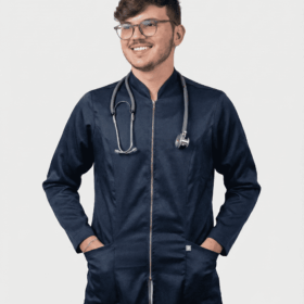 Jaleco Masculino MedStyle Acetinado | Azul Marinho