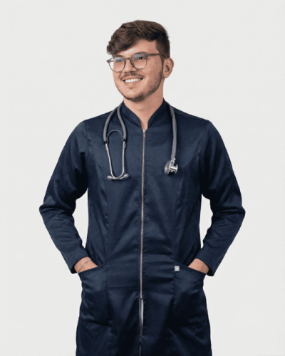 Jaleco Masculino Medstyle Acetinado Stretch Com Zíper - Azul Marinho