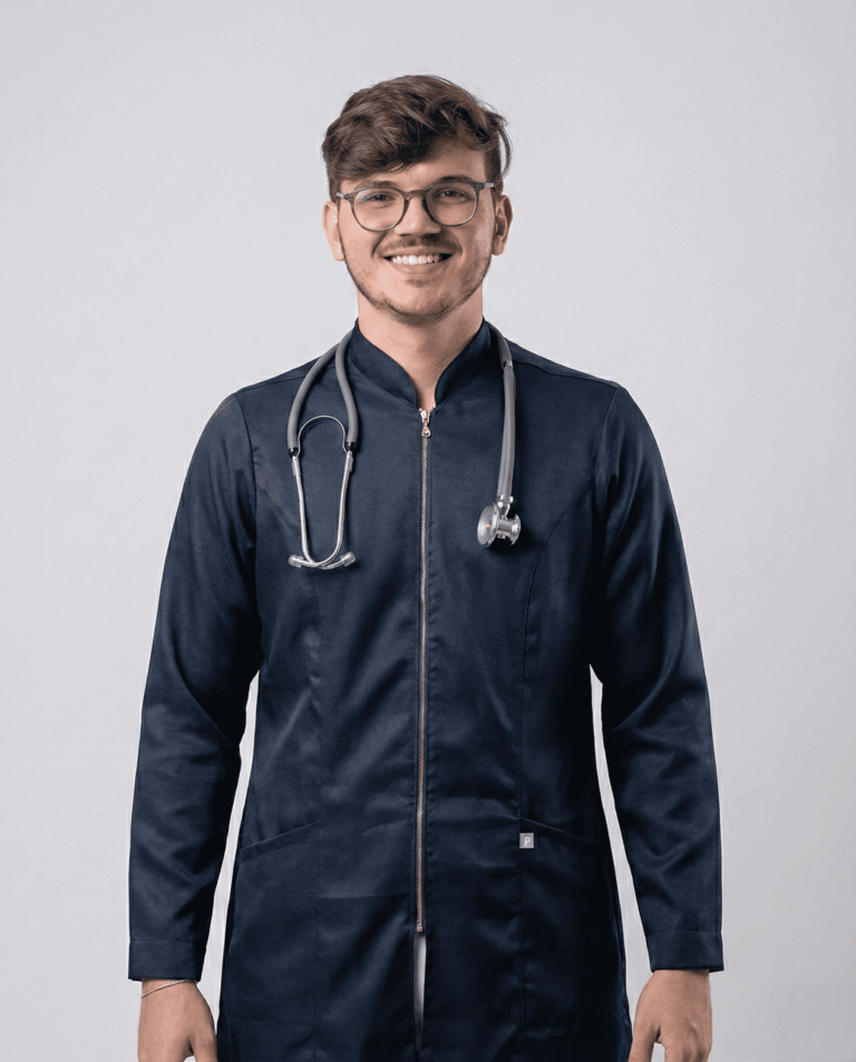 Jaleco Masculino MedStyle Acetinado Stretch com Zíper - Azul Marinho