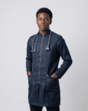 Jaleco Masculino MedStyle Acetinado Stretch com Zíper - Azul Marinho