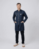 Jaleco Masculino MedStyle Acetinado Stretch com Zíper - Azul Marinho