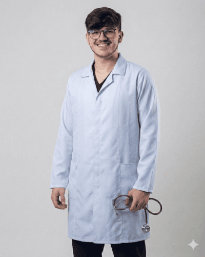 Jaleco Masculino Tradicional Gabardine - Branco