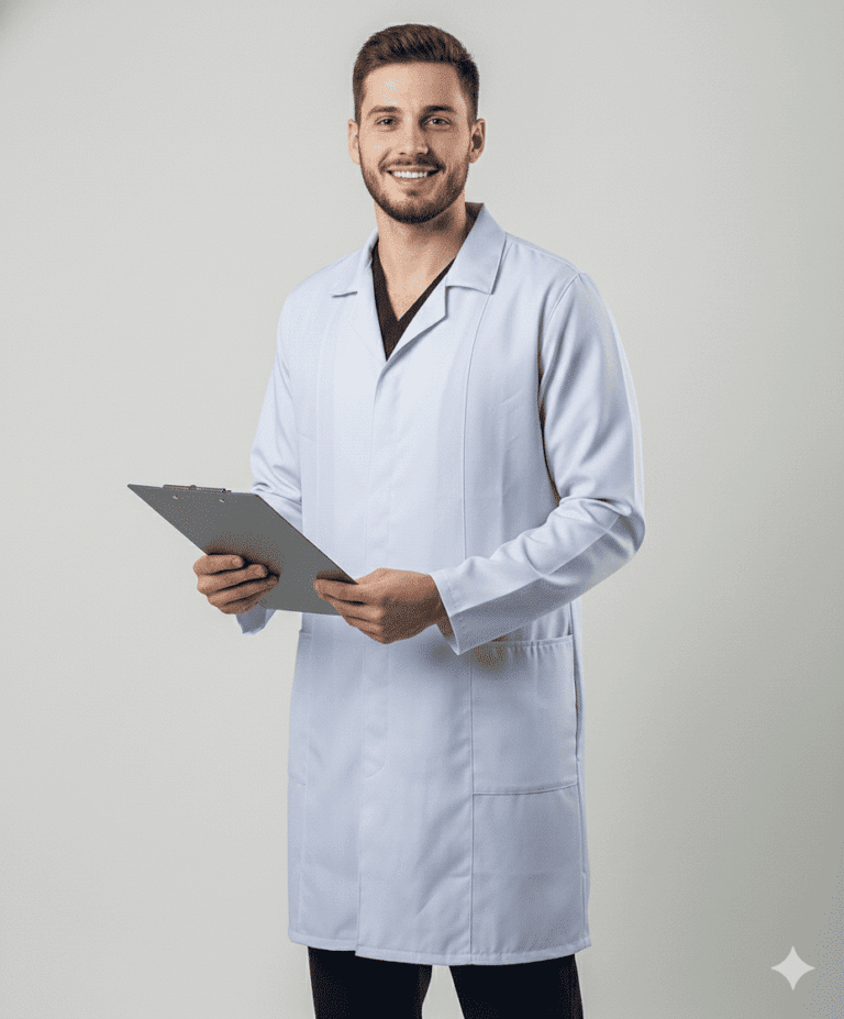 Jaleco Masculino Tradicional Gabardine - Branco