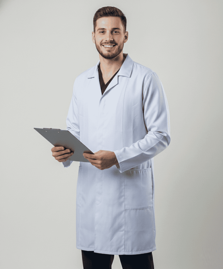 Jaleco Masculino Tradicional Gabardine - Branco