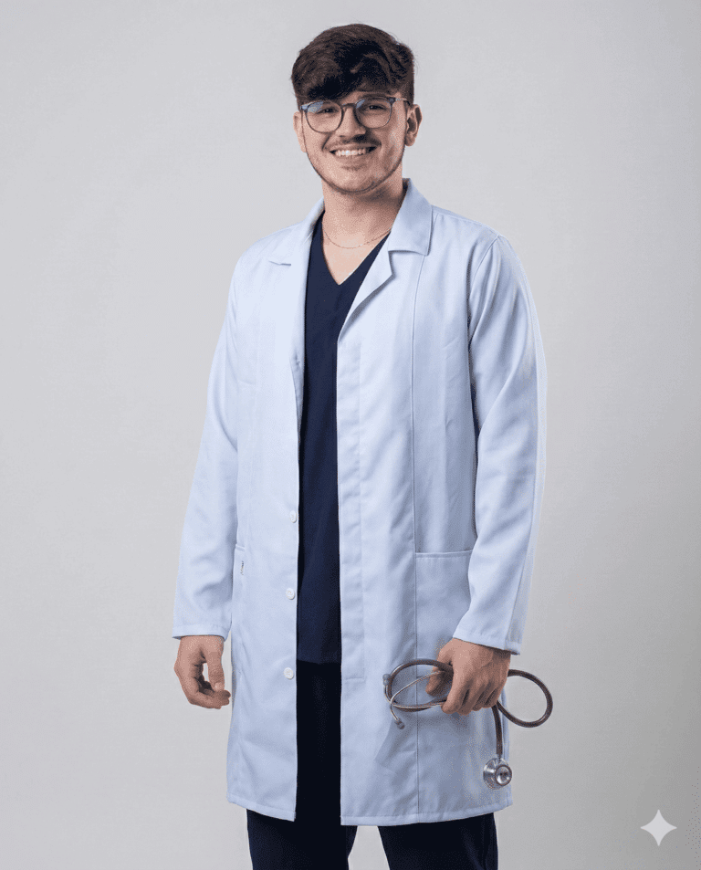 Jaleco Masculino Tradicional Gabardine - Branco