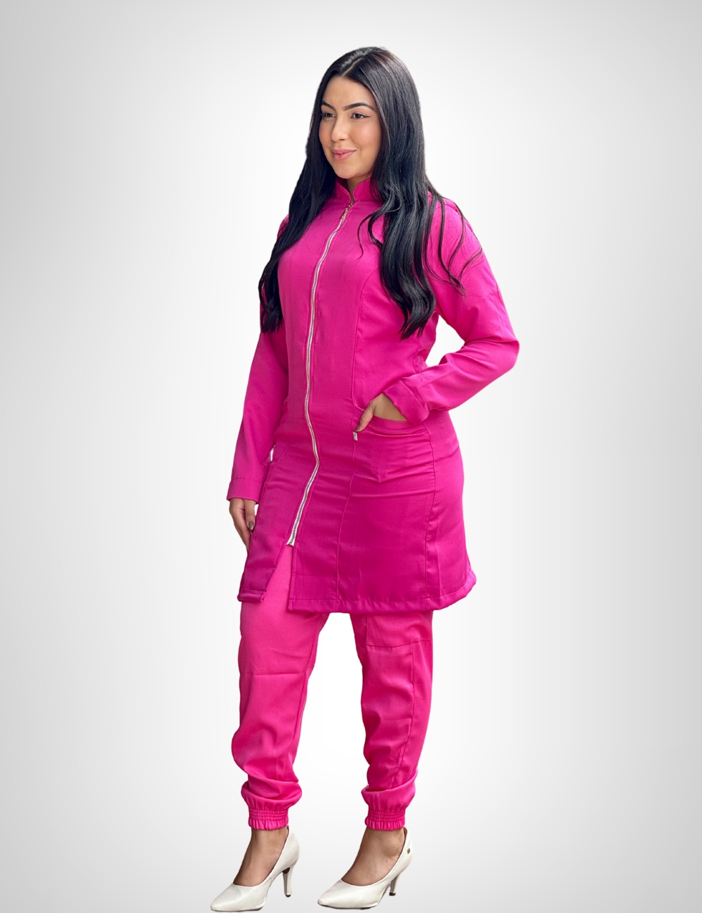 Jaleco Feminino Lidi Two Way – Rosa Pink